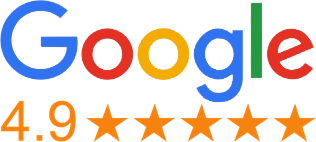 Selo de avaliação 4.9 no Google Reviews